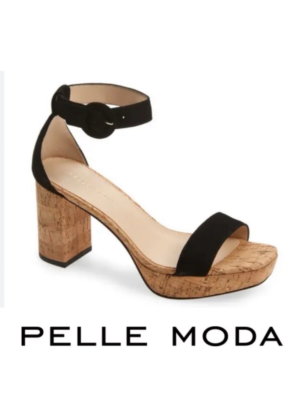 PELLE MODA Black Suede “Amari” Block Heels